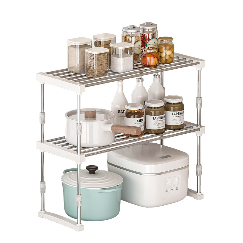 厨房桌面分层架台面置物架锅架神器橱柜锅具柜子收纳多层隔板断格