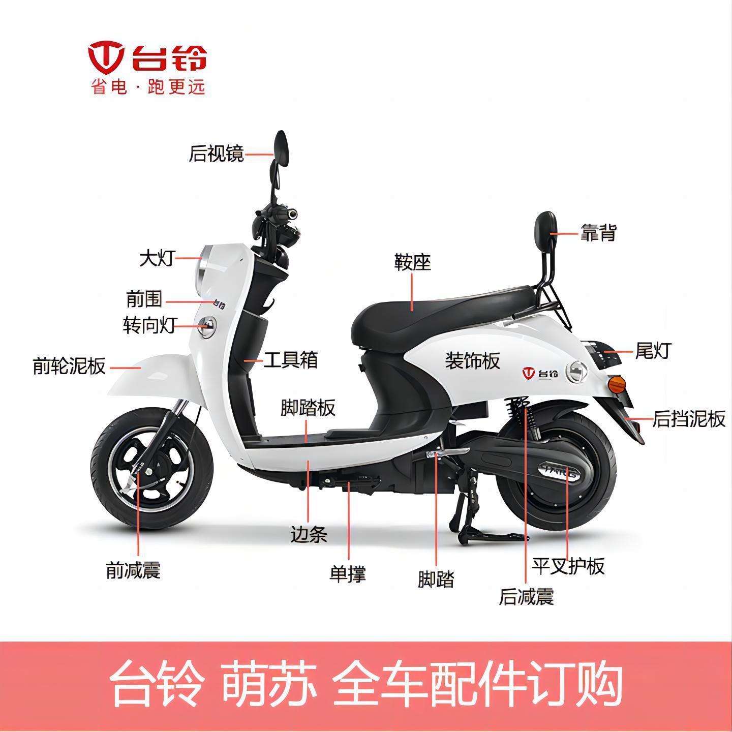 台铃萌苏原厂配件全车塑料喷漆外壳后视镜大灯充电器仪表靠背