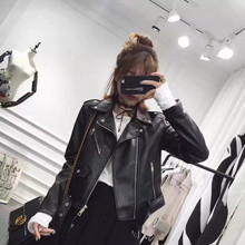 百搭加棉加厚夹克机车外套 修身 2019秋冬水洗PU皮衣女短款 显瘦韩版