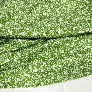进口清新绿白利伯缇风碎花高支纯棉亲肤设计师衬衫连衣裙童装布料