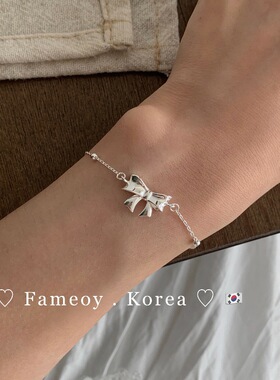 韩国小众设计ins风高级感手饰 s925纯银简约蝴蝶结手链