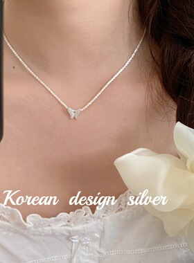 韩国东大门设计高级感银饰品925纯银波光粼粼蝴蝶项链ins风女叠戴