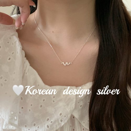 韩国小众设计ins风饰品 S925纯银简约W字母项链叠戴高级锁骨链女