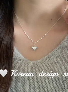 韩国小众设计亮银饰品 S925纯银 精巧爱心项链 高级感叠戴ins风女