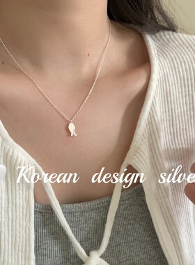 韩国ins小众气质款锁骨链S925纯银 可爱小鱼项链清新简约百搭