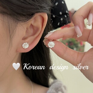 韩国ins风简约设计耳饰 S925纯银小邹菊花花耳钉养耳洞百搭高级感
