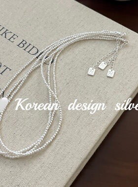 韩国博主同款叠戴清新气质银饰品 S925纯银mini珍珠项链2mm