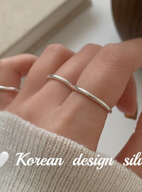 韩国亮银简约小众设计饰品 S999足银个性光面素圈戒指闭口女指环