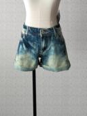 牛仔短裤 显瘦百搭深蓝色做旧磨白破翻卷边毛边中低腰 女夏a字热裤