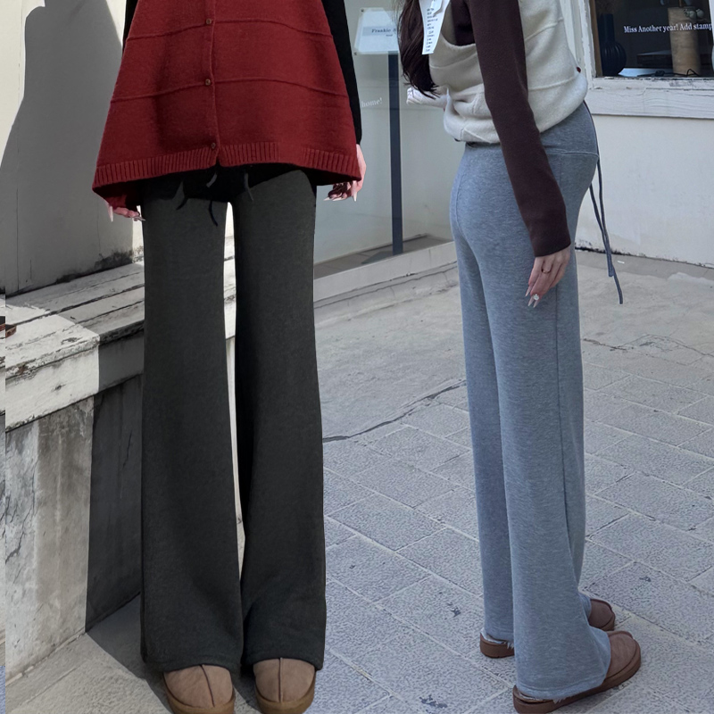 孕妇裤子加绒加厚新款无托腹秋冬款外穿抽绳款窄版孕妇阔腿裤长裤