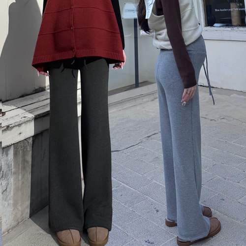 孕妇裤子加绒加厚新款无托腹秋冬款外穿抽绳款窄版孕妇阔腿裤长裤