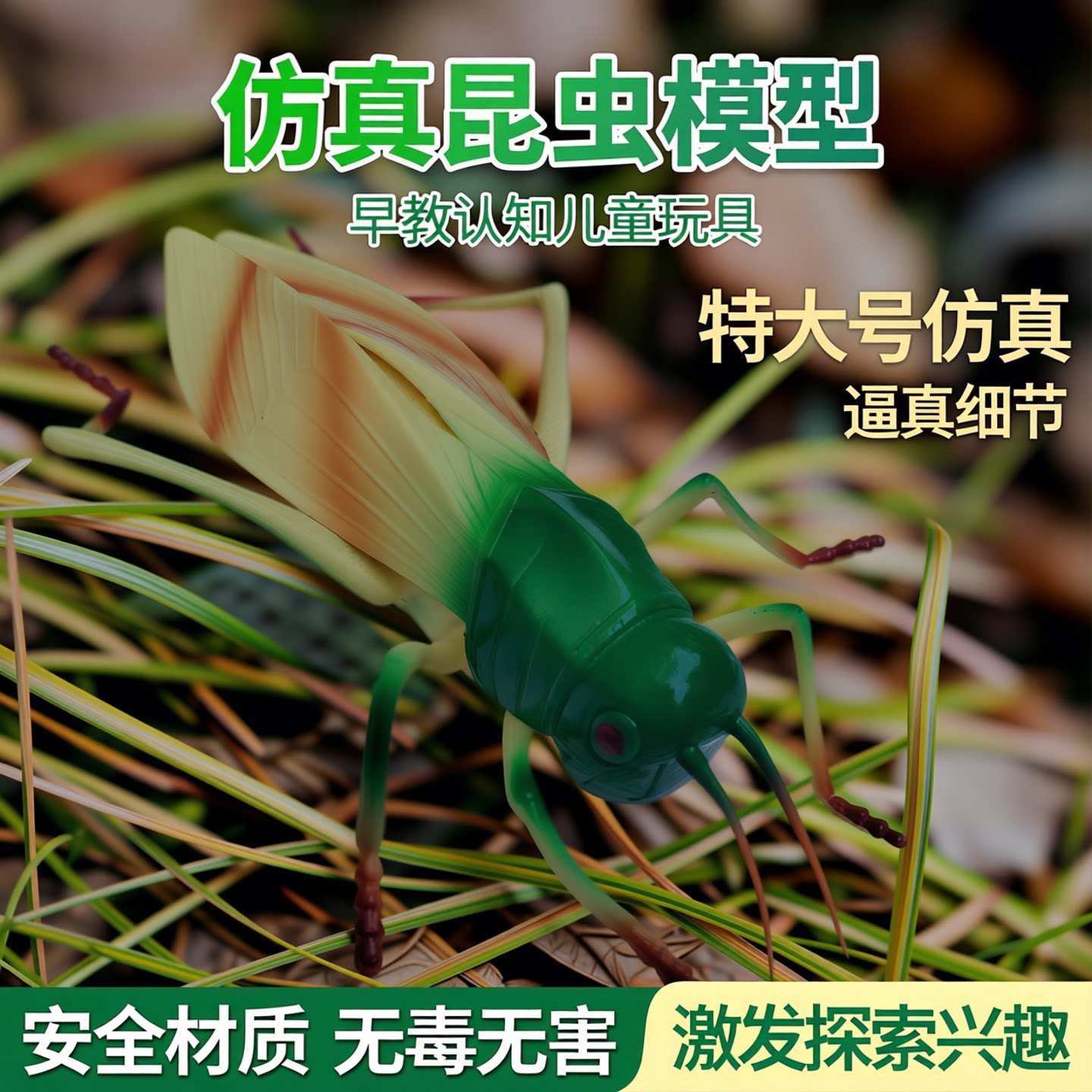 特大号仿真昆虫动物模型瓢虫蝉知了蜘蛛蚂蚱早教认知儿童玩具教具
