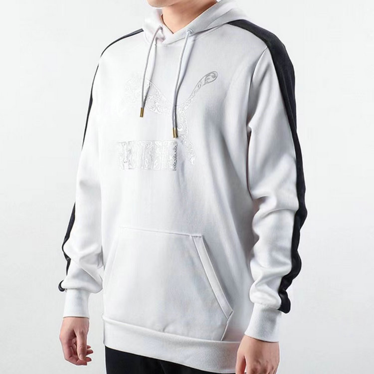 PUMA休闲运动男子圆领大logo帽衫