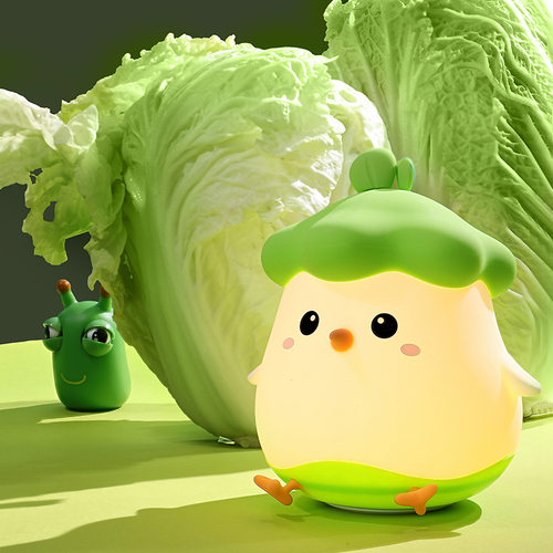 菜小叽硅胶灯USB充电定时led调光语音灯儿童床头伴睡拍拍小夜灯
