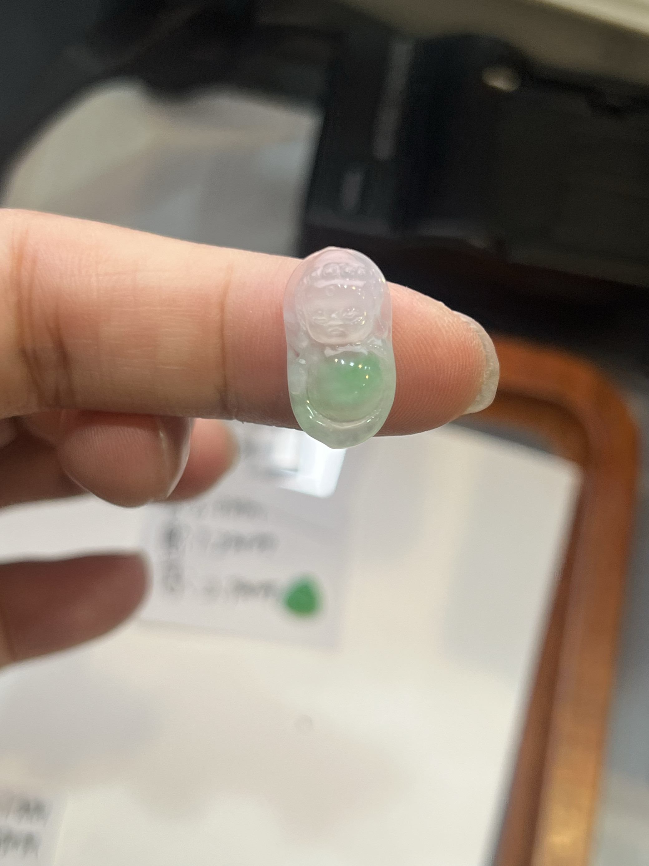 天然缅甸玉石翡翠A货冰种飘绿宝宝佛裸石戒面吊坠挂件项坠小提溜