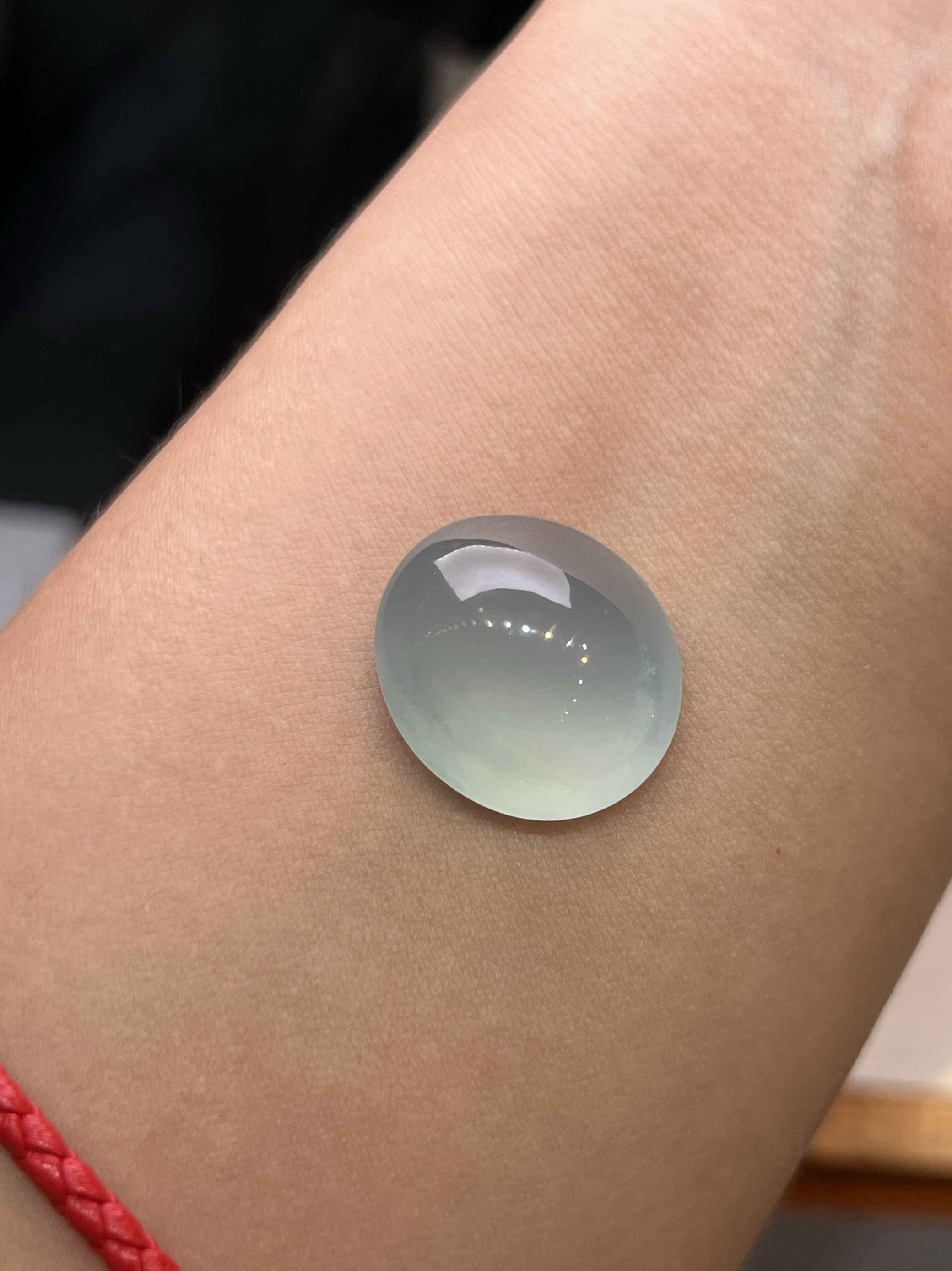 天然缅甸玉石翡翠A货冰种天空蓝水色大蛋面裸石戒面吊坠挂件项坠
