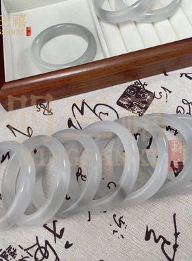 水墨丹青手镯厂家山水意境镯子烟灰色飘花手镯直播款古风手镯手饰