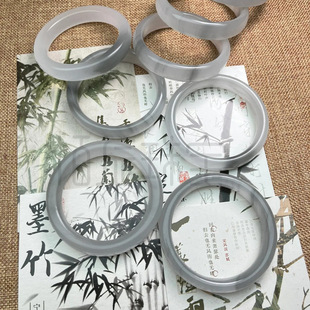 天然玉石冰翠手镯水墨丹青玉镯冰灰色戈壁料山水意境玉手镯女款