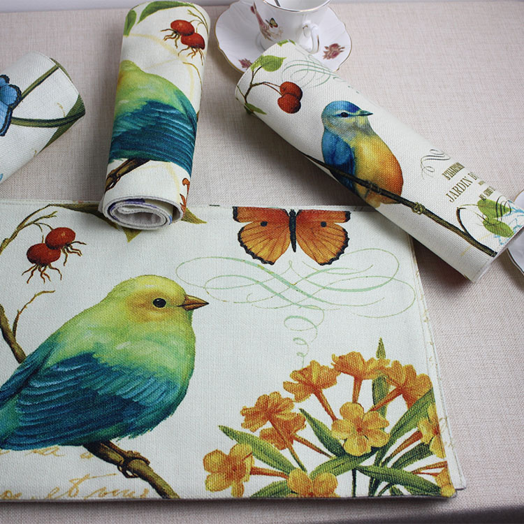 美式乡村花鸟厚重中西餐隔热垫