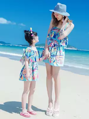 Parent-child swimsuit female new mother and daughter dress slim steel tray gathered in Korea cute children's hot spring swimsuit