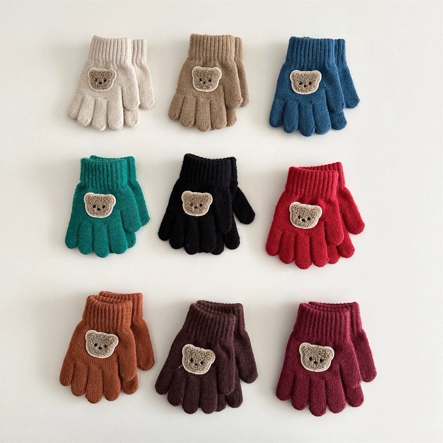 婴儿冬季手套保暖针织防风外出可爱洋气婴幼儿冬款分指毛线手指套