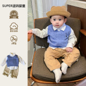 洋气针织马甲男宝套头上衣 韩版 宝宝坎肩背心2026春款 婴儿衣服时尚