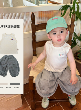 宝宝衣服夏款超韩洋气男宝无袖上衣夏季薄款背心T恤休闲百搭潮服