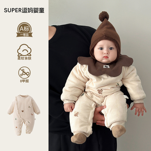 洋气刺绣夹棉外出服冬 宝宝加厚保暖棉衣韩版 婴儿棉服2025冬季 新款