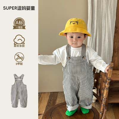 男童裤子春秋宝宝背带裤春装超韩洋气男宝外穿潮裤休闲百搭连体裤