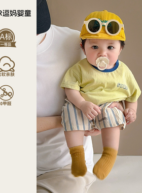 婴儿可爱超萌套装宝宝衣服夏季薄款超韩洋气婴幼儿卡通T裤子2件套
