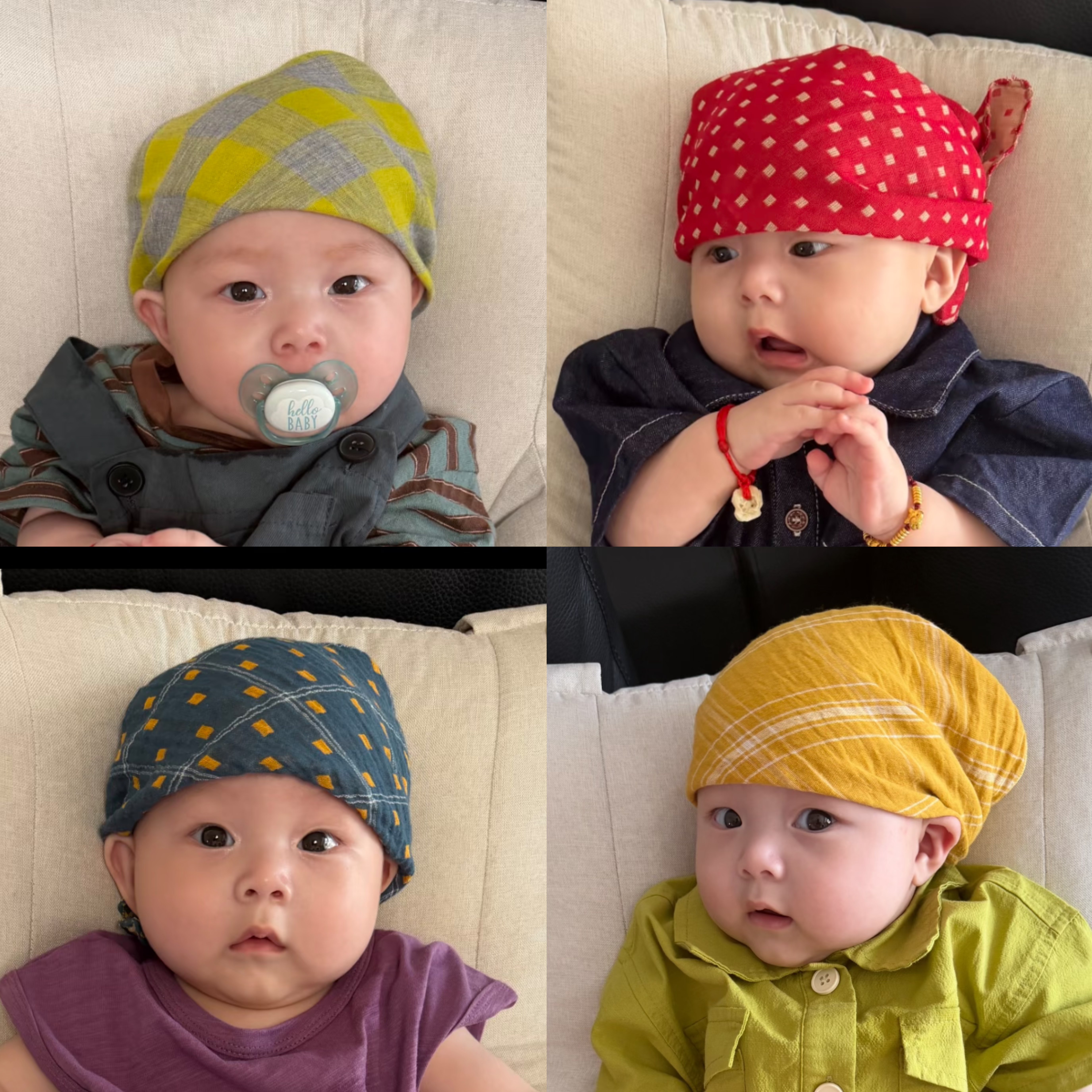 宝宝拍照韩系方巾婴儿小围嘴春秋洋气百搭凹造型头巾婴幼儿口水巾