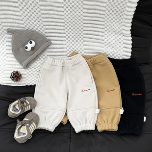 宝宝裤子冬季加绒男宝一体绒休闲卫裤韩版洋气婴幼儿百搭束脚裤潮