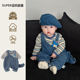 男宝宝可爱衣服超萌套装 洋气时髦婴幼儿牛仔背带两件套潮 春秋韩版
