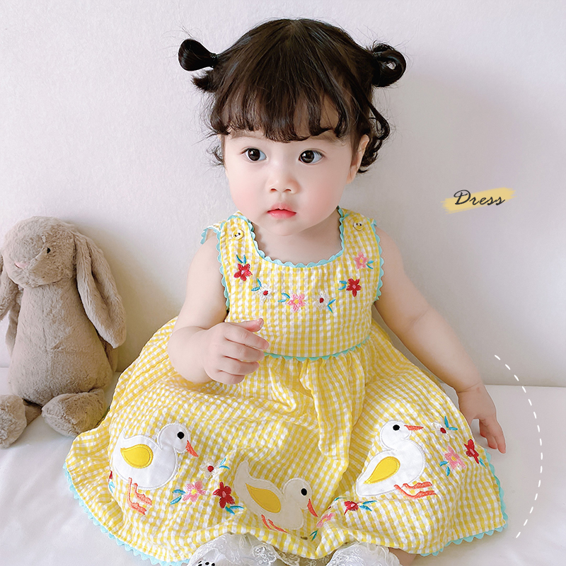 女宝宝夏装背心裙2025小鸭女童连衣裙夏季婴儿裙子洋气公主裙薄款
