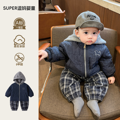 婴幼儿冬装外套男宝宝衣服2025冬季新款夹棉加厚保暖外出服周岁服