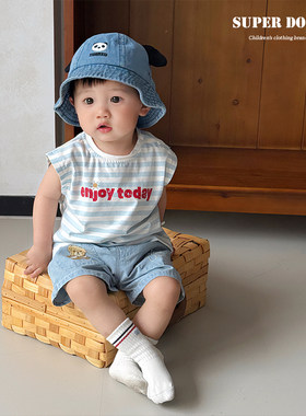 男宝夏套装婴儿衣服夏季薄款超韩洋气婴幼儿休闲外出服背心两件套