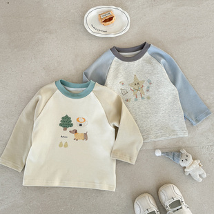 男宝长袖T恤可爱超萌韩系婴儿衣服百搭圆领上衣春款插肩袖打底衫