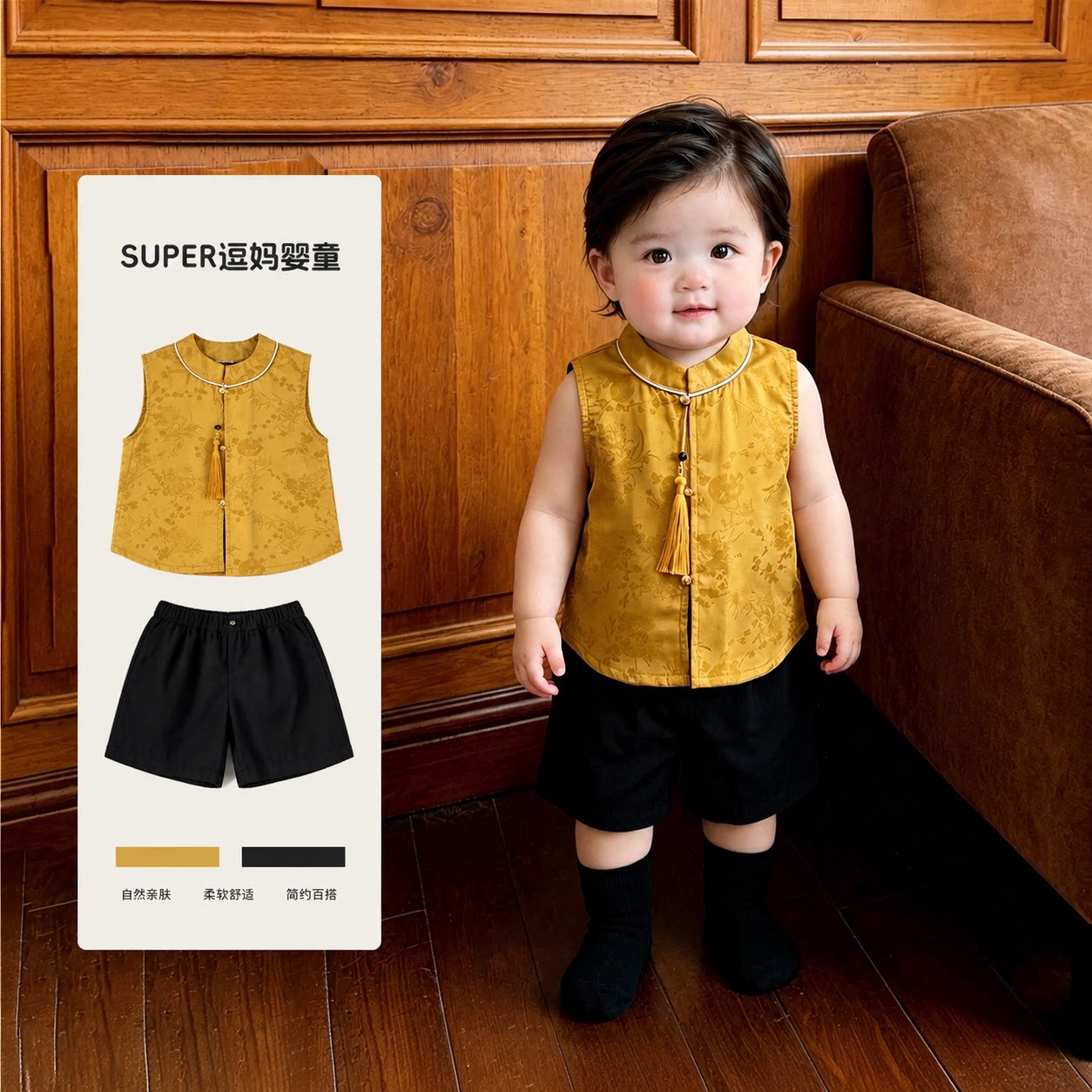 周岁男宝礼服夏天2026新款中国风宝宝抓周宴衣服夏季唐装套装生日图片