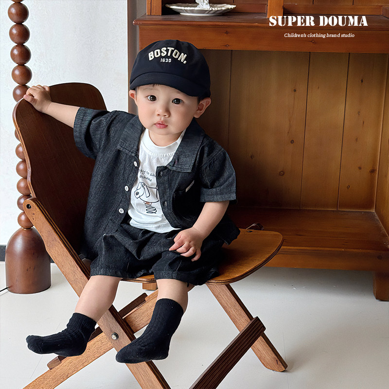 男童炸街痞帅夏装宝宝时髦洋气套装夏款牛仔衬衫短裤背心三件套夏,童装/婴儿装/亲子装,套装,淘宝优惠券,粉丝福利购,淘宝优惠卷