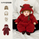 秋冬婴儿衣服宝宝连体衣冬装 超萌卡通婴幼儿加厚外出服冬款 百日服