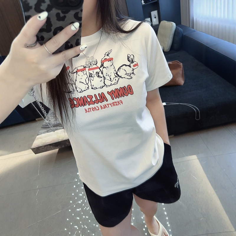 可爱兔兔大码女装短袖t恤