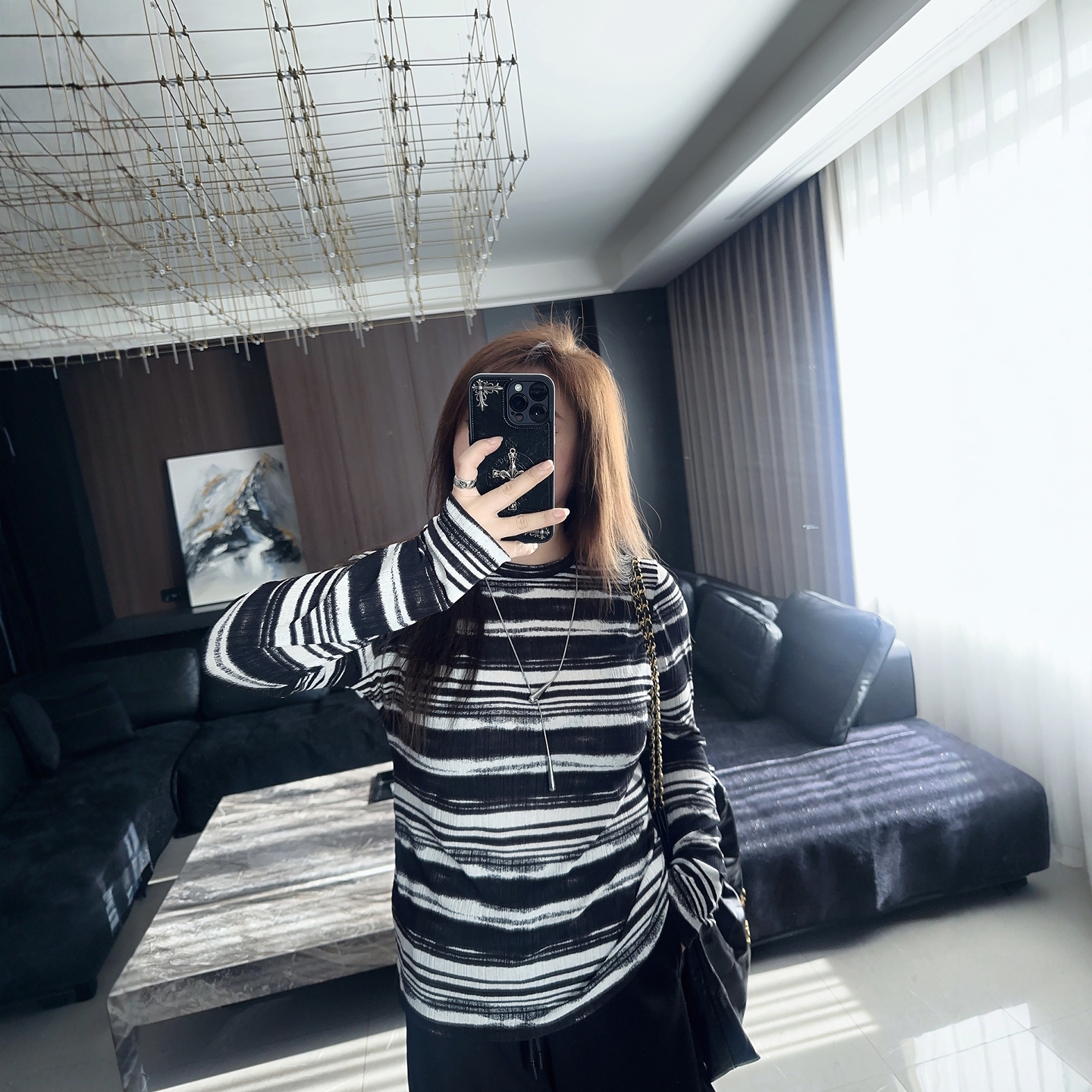 大码女装2025年胖mm秋冬装新款条纹打底衫T恤内搭上衣