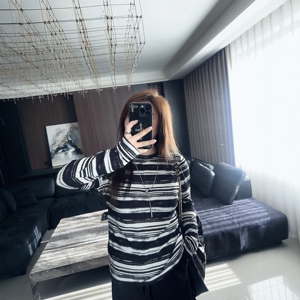 大码女装2025年胖mm秋冬装新款条纹打底衫T恤内搭上衣