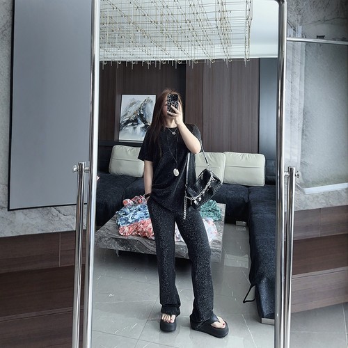 王炸显瘦套装大码女装短袖裤子