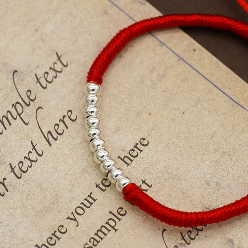 本命年足银转运珠珠守护红绳手链