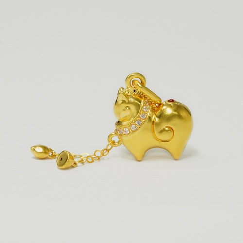 18k金莫桑流苏两世欢小马吊坠女