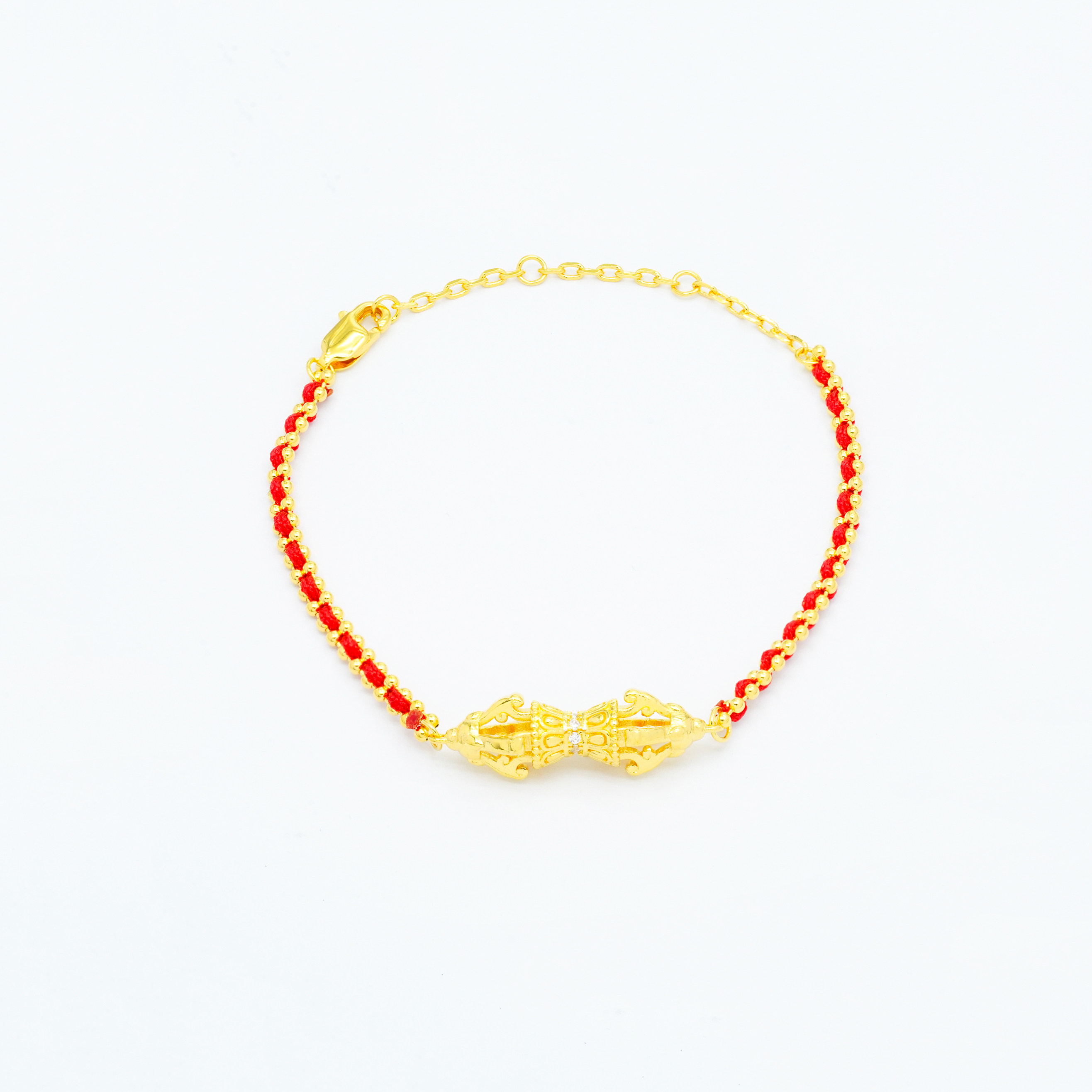 18k金金刚杵编织红绳手链女送礼