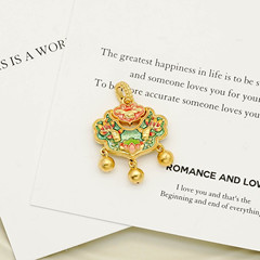 通体18k金珐琅锦鲤锁吊坠女百搭DIY项链配件配饰轻奢【QL06077】