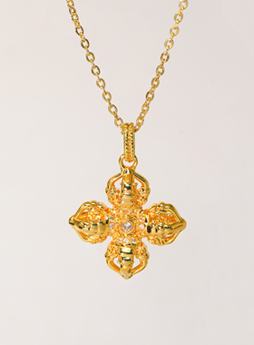 【店铺专属】通体18K金十字架金刚杵吊坠女款时尚百搭【QL07478】