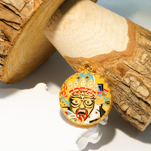 18k金黑玛瑙扎基拉姆圆牌吊坠女